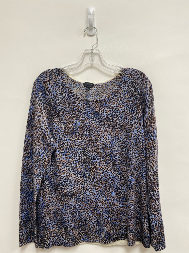Talbots Size L Blue/Black Brown Speckles Merino Ladies Sweater