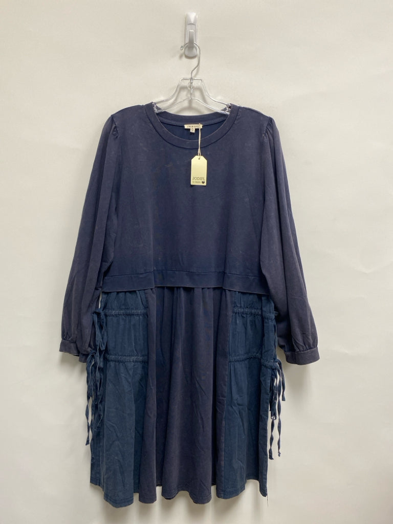 NWT Jodifl Size XL Faded Navy Long Sleeve Ladies Dress