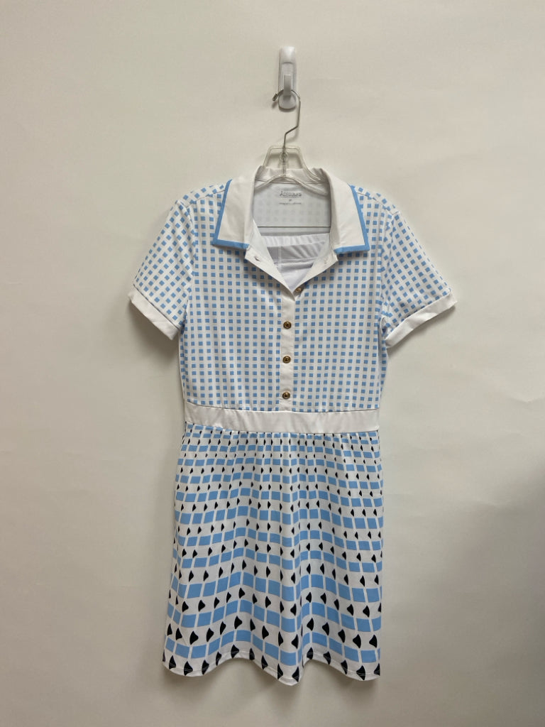 NWT Size M White Powder Blue Print Athletic 2pc