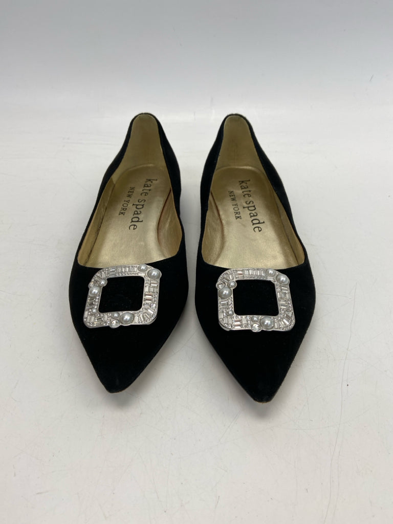 Kate Spade  Size 8 Black Rhinestone(s) Suede Flats