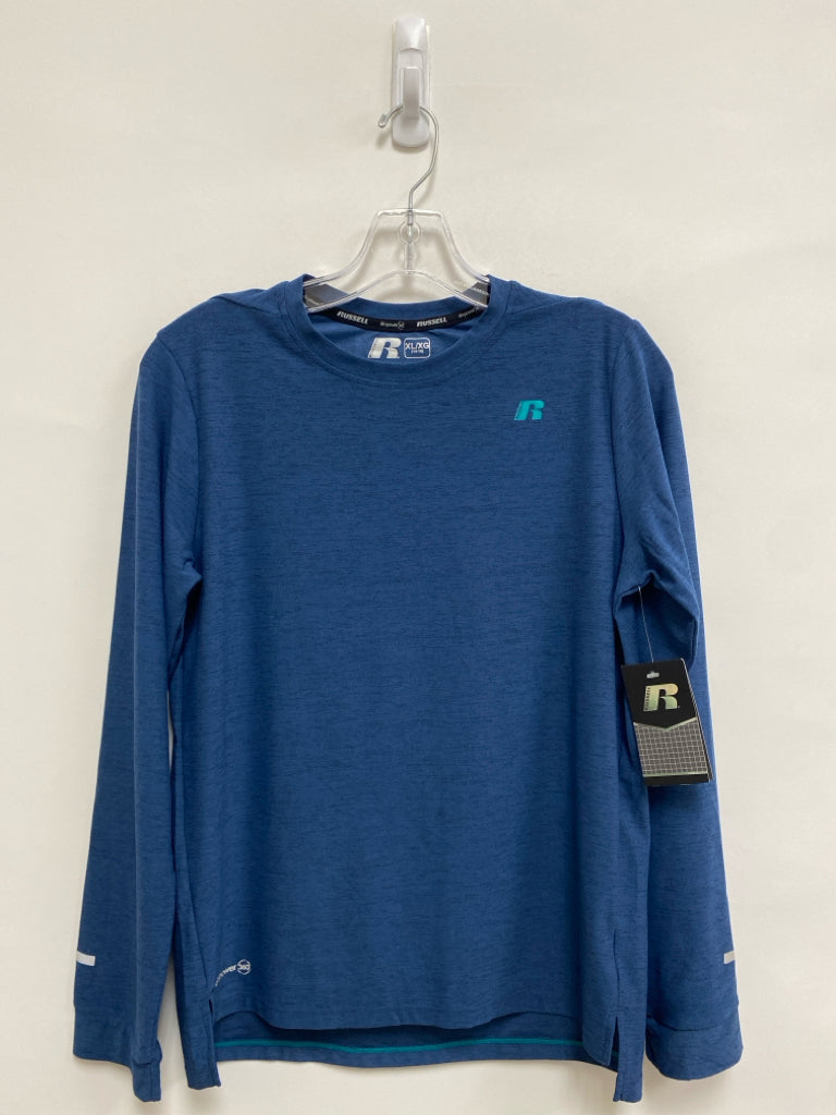 NWT RUSSELL SIZE 14/16 Dark Blue Black Streaked Long Sleeve Boy&