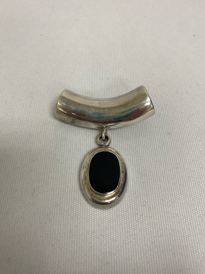 Silver Black Oval(s) Pendant