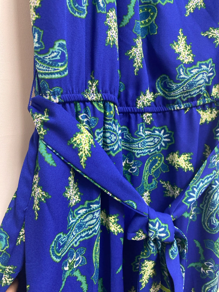 RabbitRabbit  SIZE  16 Blue Green/White Paisley Sleeveless Plus Size Dress