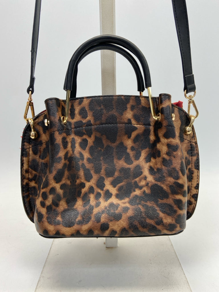 SONDRA ROBERTS Black Brown Animal Print Handbag