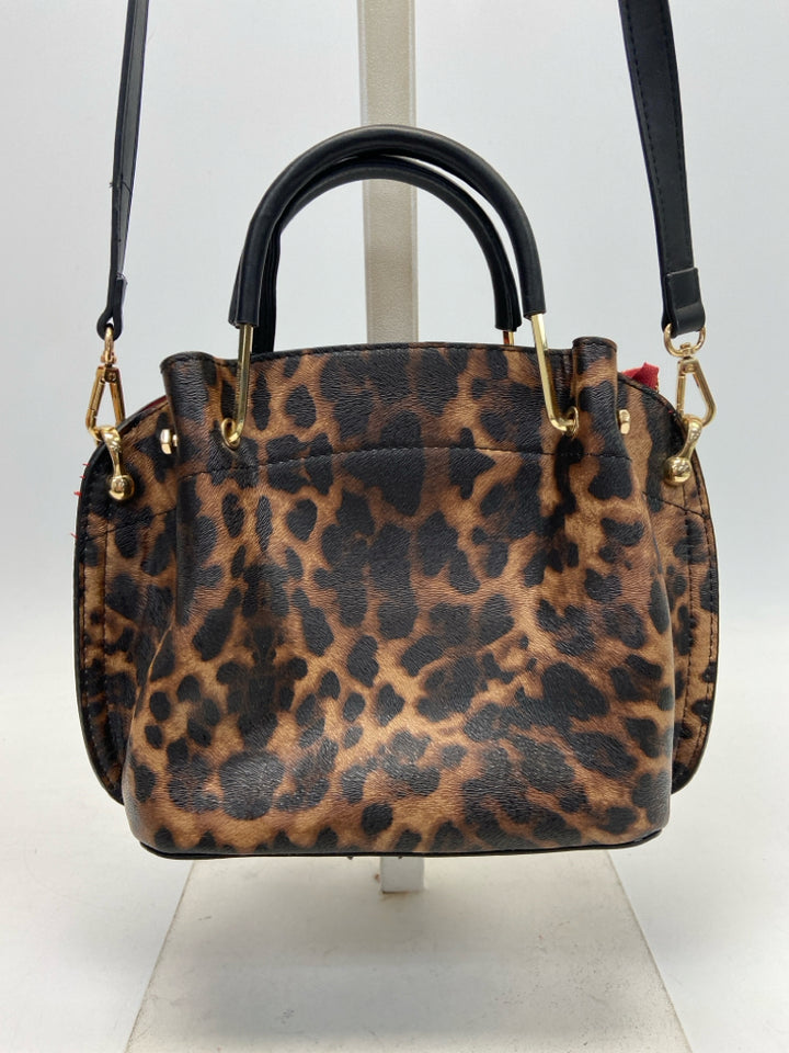 SONDRA ROBERTS Black Brown Animal Print Handbag