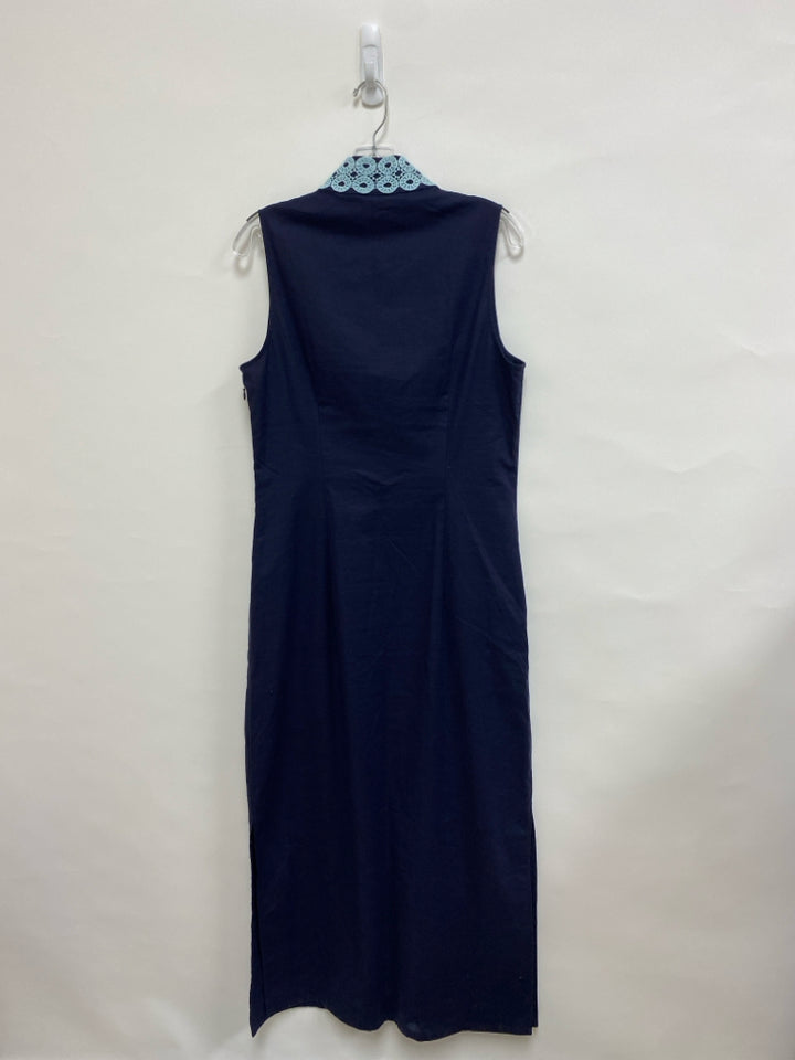 NWT Sail to Sable Size L Navy Aqua Trimmed Maxi Ladies Dress