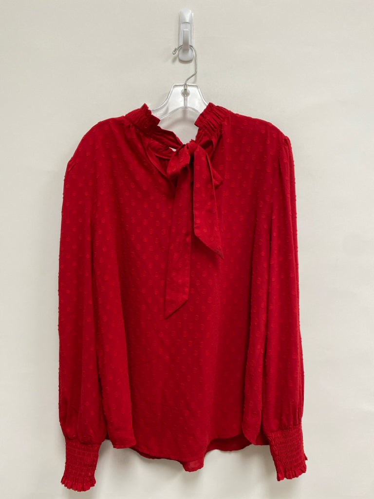 NWT LOFT Size XL Red Swiss Dot Long Sleeve Ladies Top