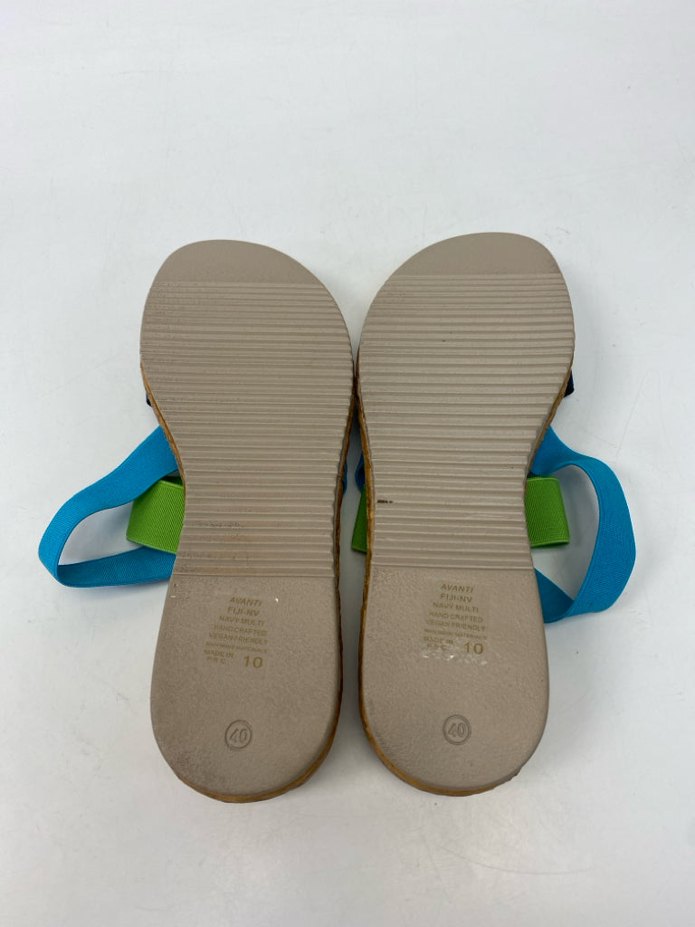 NWOT  Size 10 Navy Turq/green Sandals