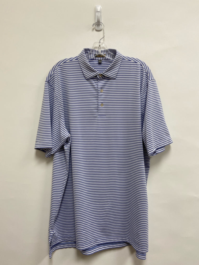 Peter Millar Size XL Blue White Striped Polo Men&