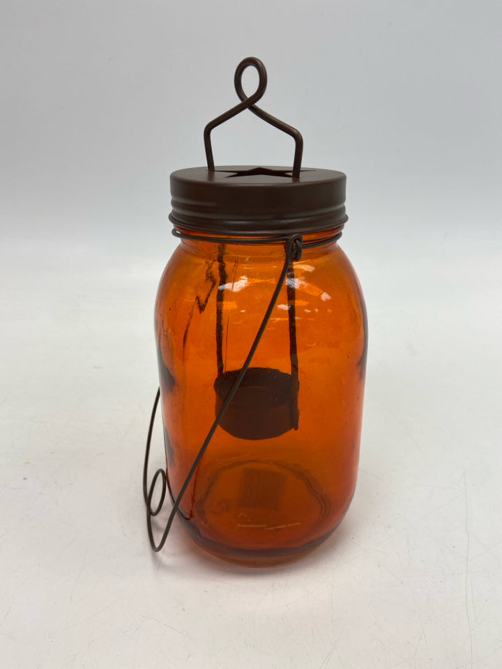 Orange Brown Glass/Metal Candleholder(s)