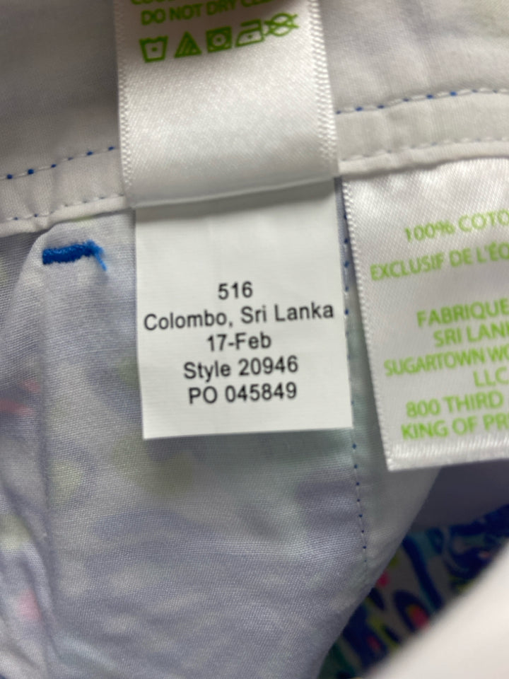 LILLY PULITZER Size 8 Blue White/Green Print Ladies Shorts
