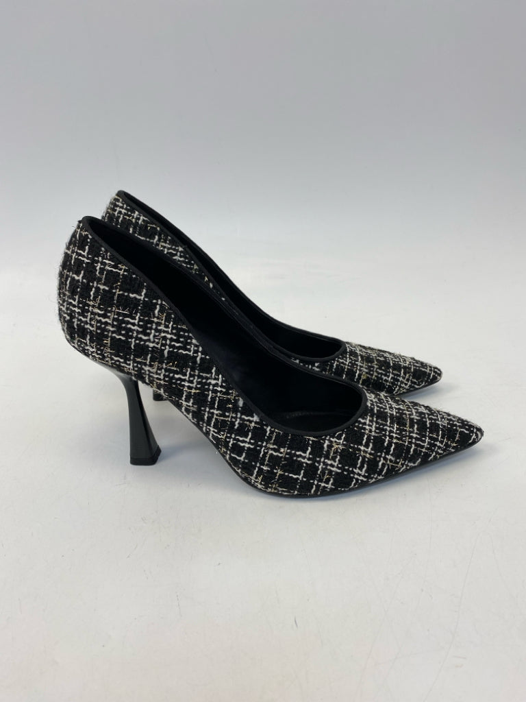 Nine West US Shoe Size 9.5 Black/White Fabric Heels
