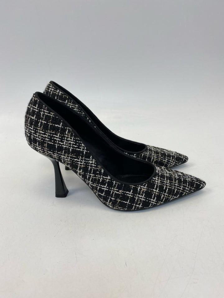 Nine West US Shoe Size 9.5 Black/White Fabric Heels