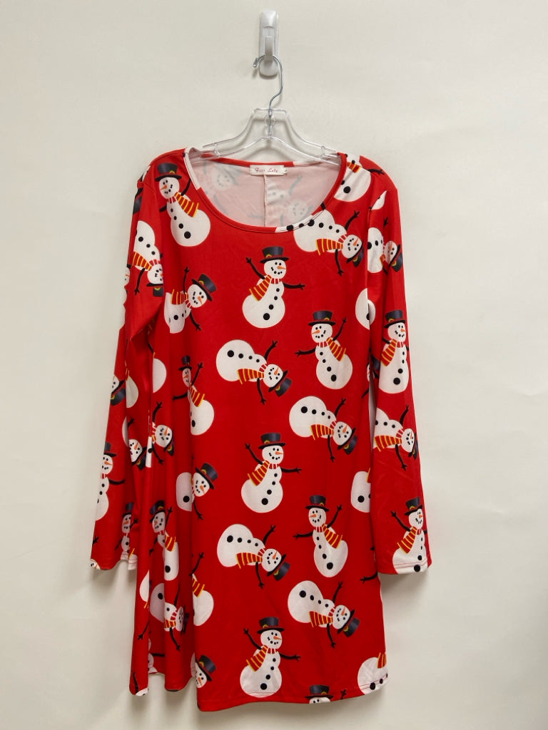 Size L Red/White Snowman Ladies Dress