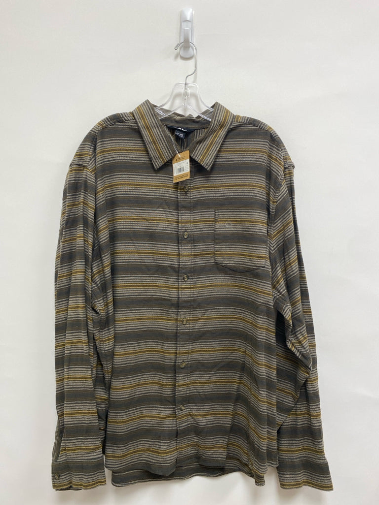 NWT Eddie Bauer Size 2X Dark Olive Cream/Brown Striped Men&