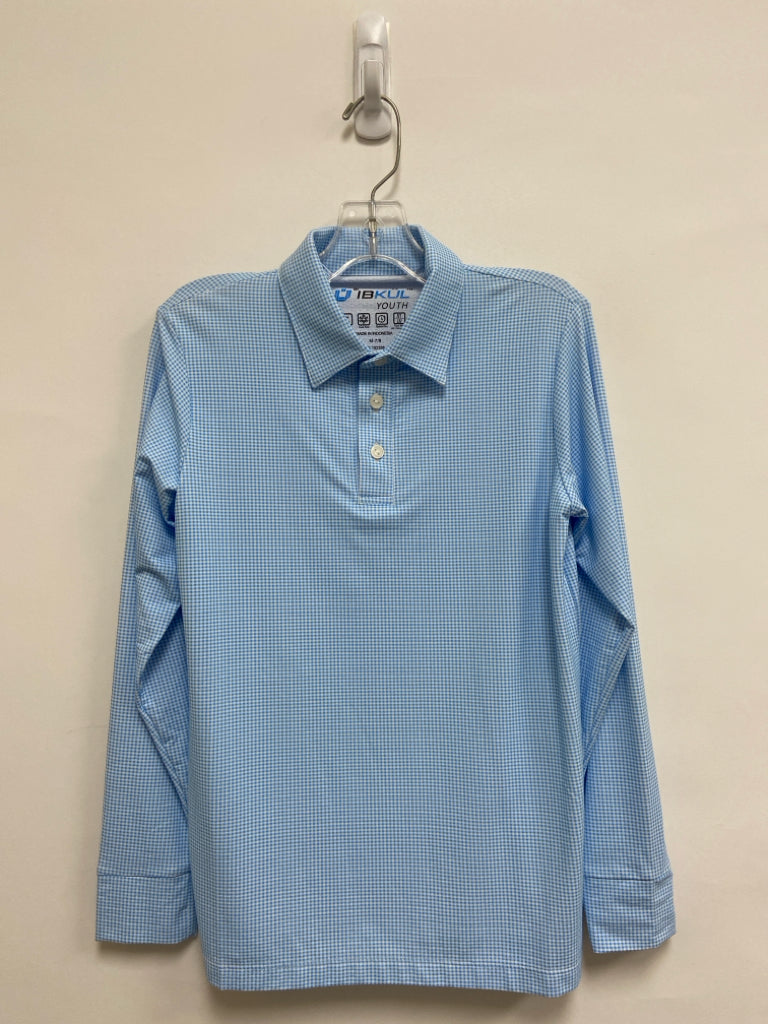IBKUL SIZE 7/8 White Powder Blue Checkered Polo Boy&