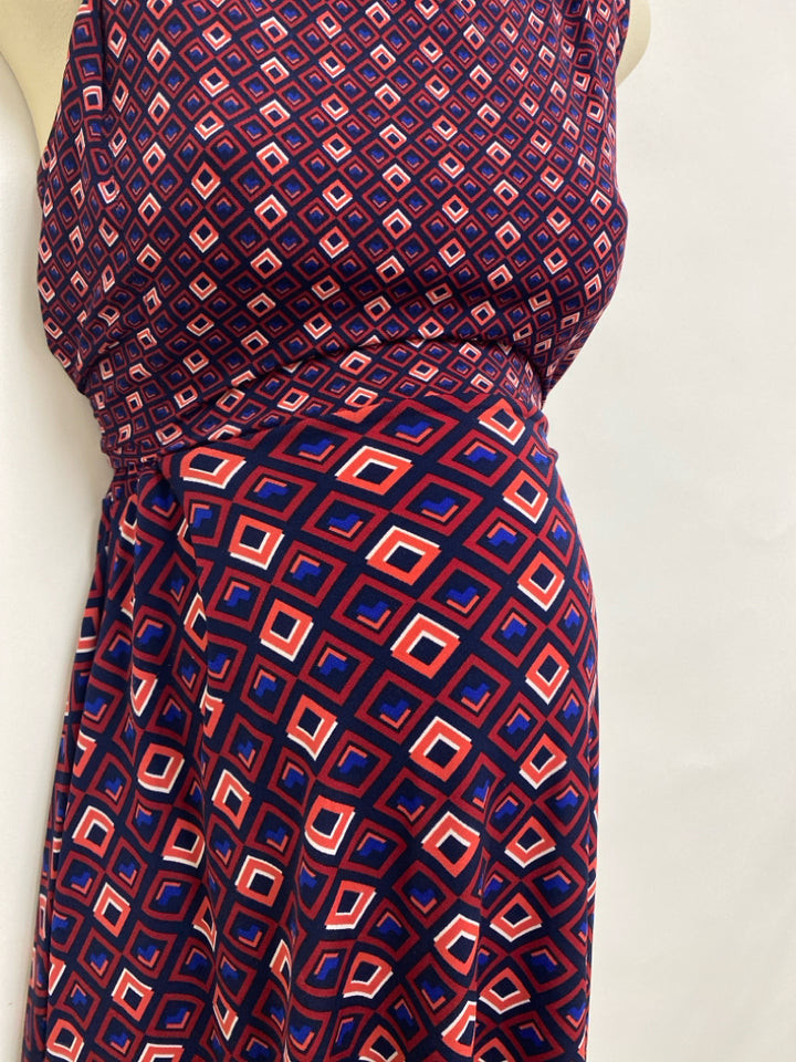 Motherhood Size M Red Navy/White Squares Sleeveless Maternity Dress