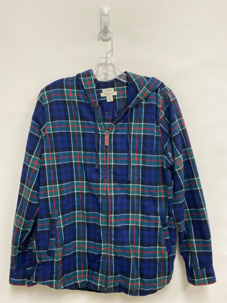 L L Bean Size M Navy/Green Red/White Plaid Flannel Ladies Jacket