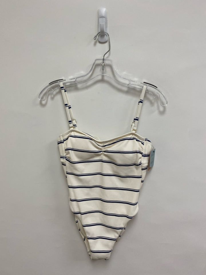 NWT Shade &amp; Shore Size XS White Navy Striped Ladies Swimwear