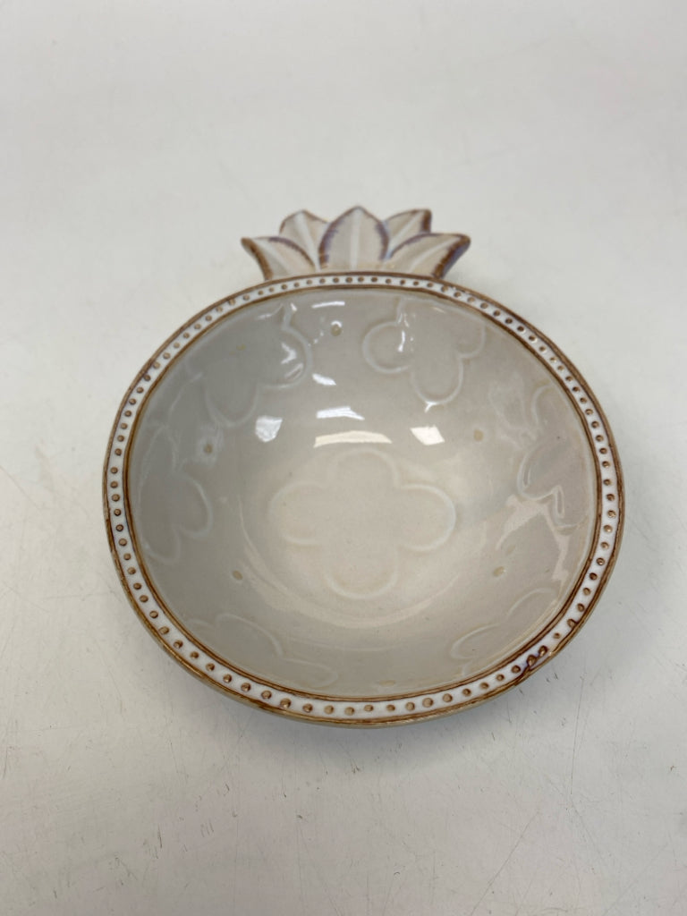 Cream/Brown Ceramic Serving Piece