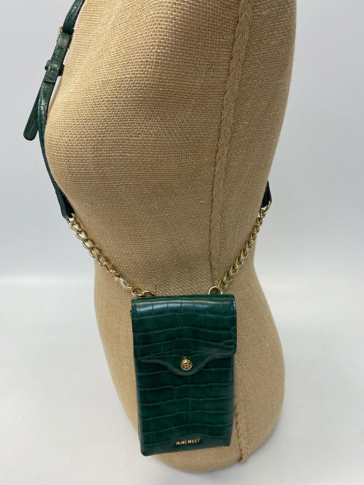Nine West Dark Green Embossed Crossbody