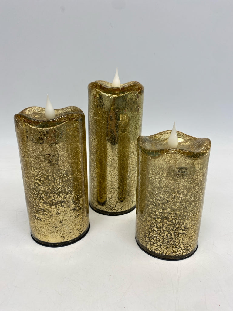 Gold Crackle Glass Candle