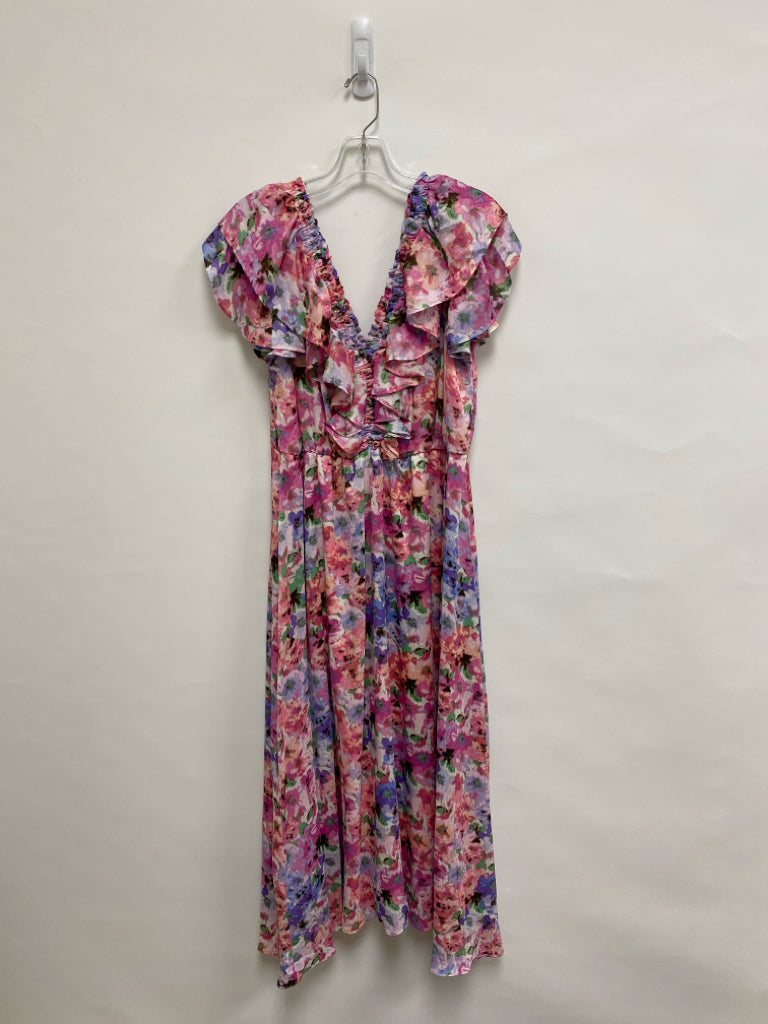 Taylor Size 10 Pink/Green White/Blue Floral Maxi Ladies Dress