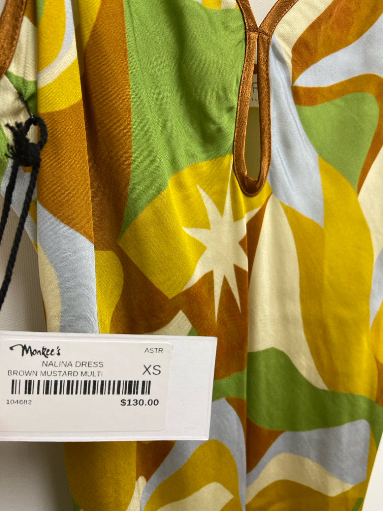NWT ASTR Size XS Brown Green/Blue Sleeveless Ladies Dress