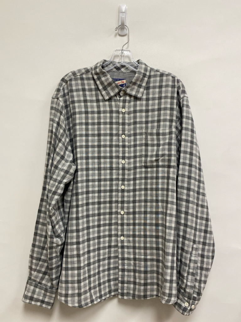 johnnie-o Size XL Gray White Plaid Button Up Men&