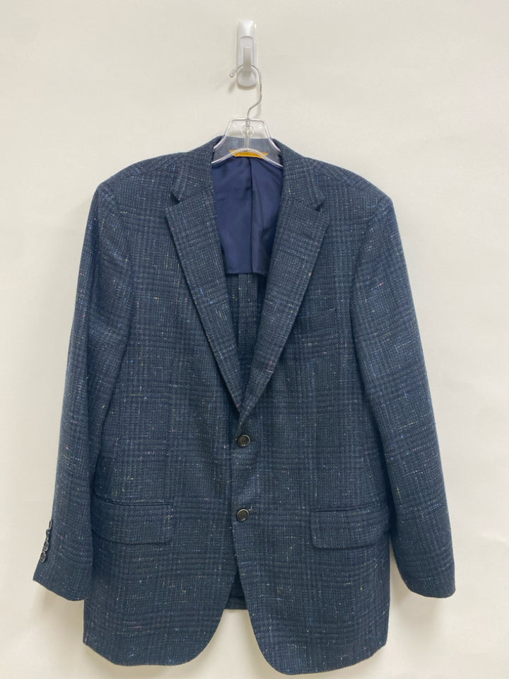 Hickey Freeman Size 40 Navy Green Speckles Button Up Wool Blend Men&