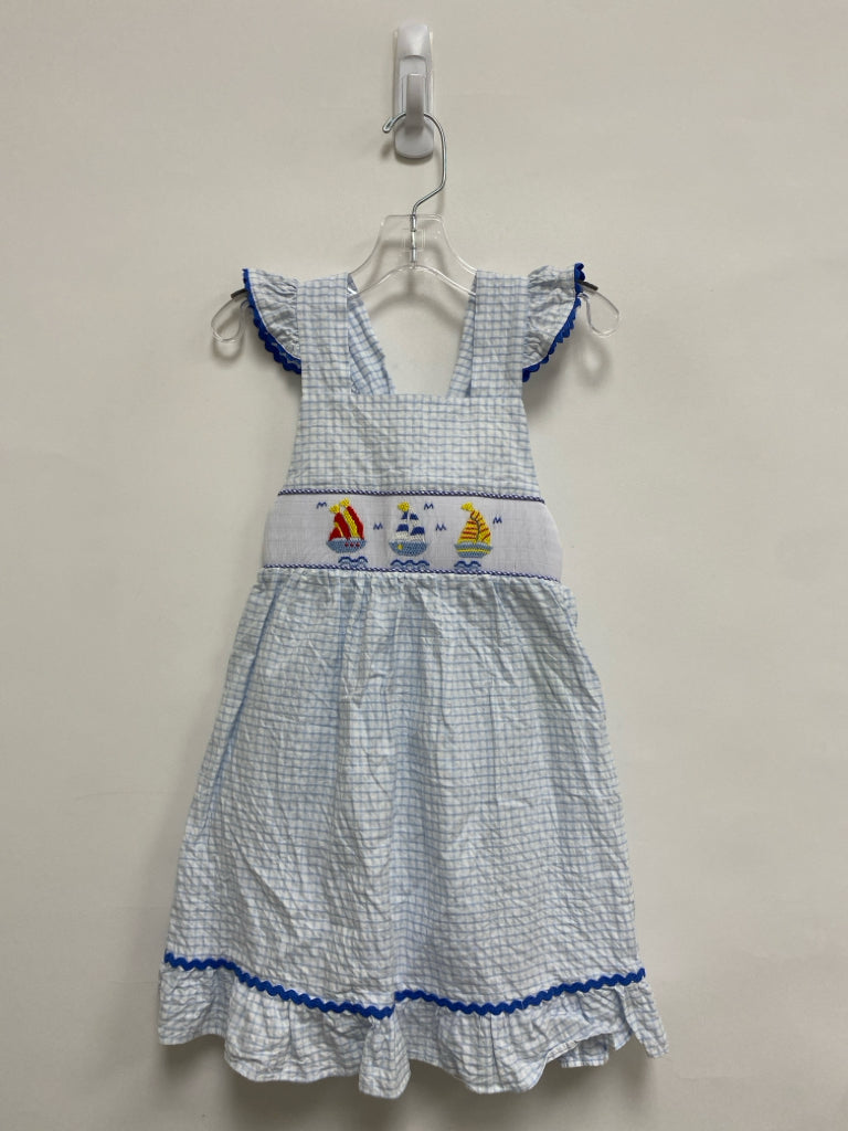 Classic Whimsy SIZE 4 Blue White/Yellow Boats Sleeveless Girl&