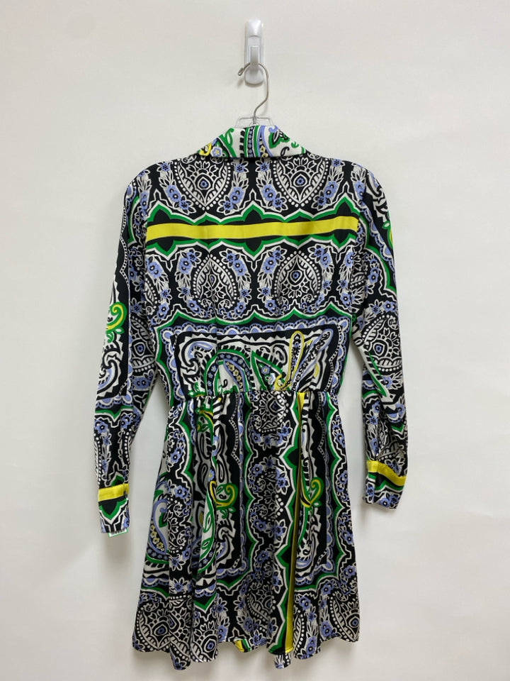 Zara Size XS Black/White Yellow/Green Assorted Print Ladies Dress