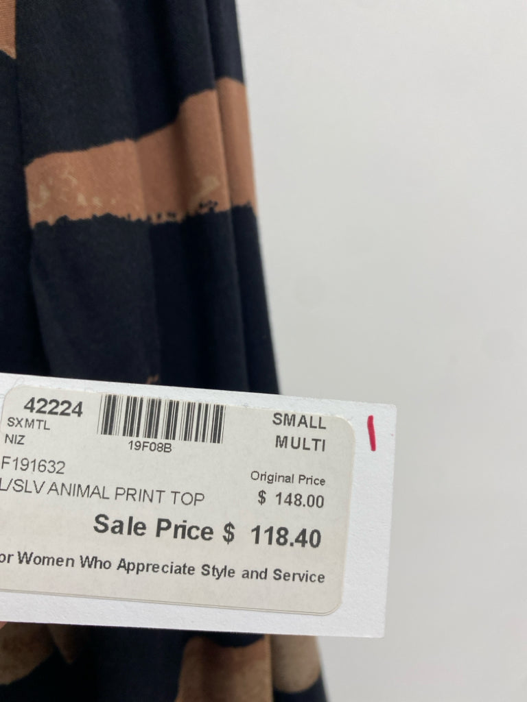NWT Nic+ Zoe Size S Black Brown Zebra Print 3/4 Sleeve Ladies Top
