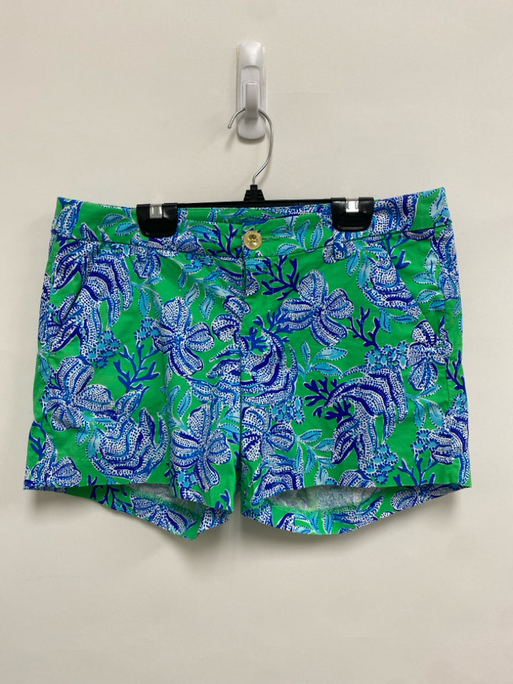 LILLY PULITZER Size 2 Blue Green/White Flowers Ladies Skirt