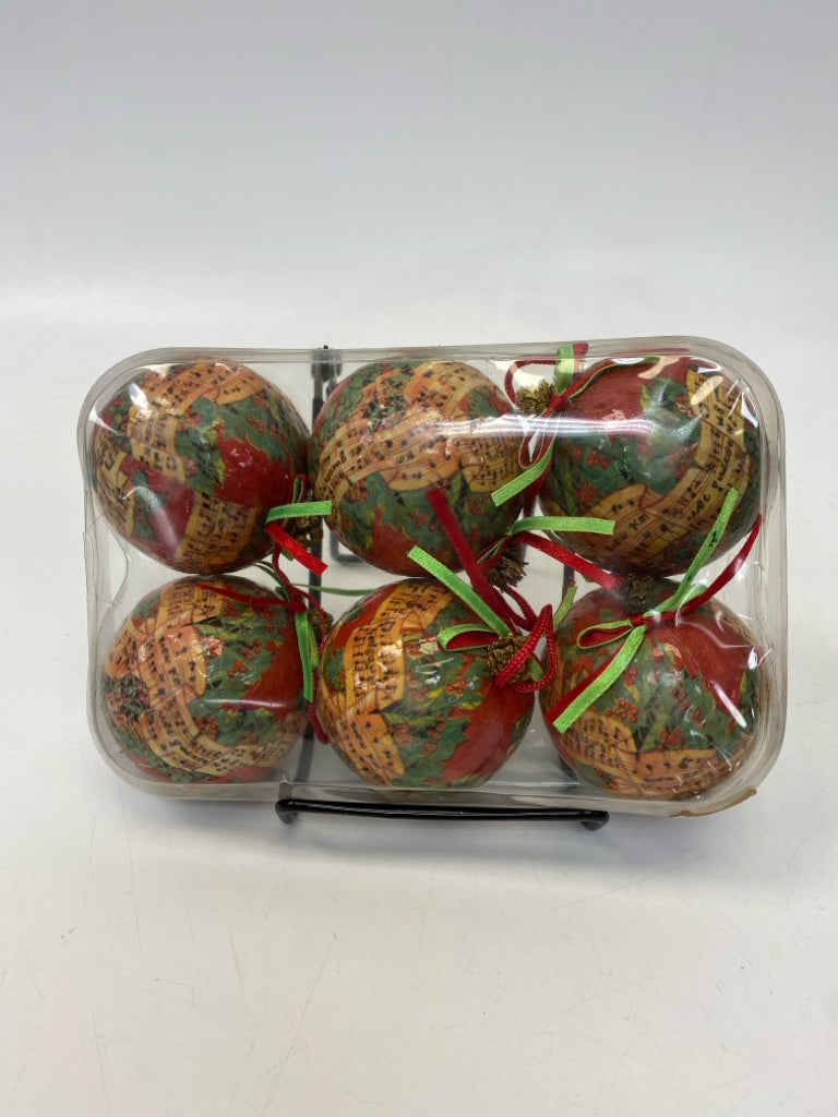 NEW/PKG Brown Red/Green Ornaments
