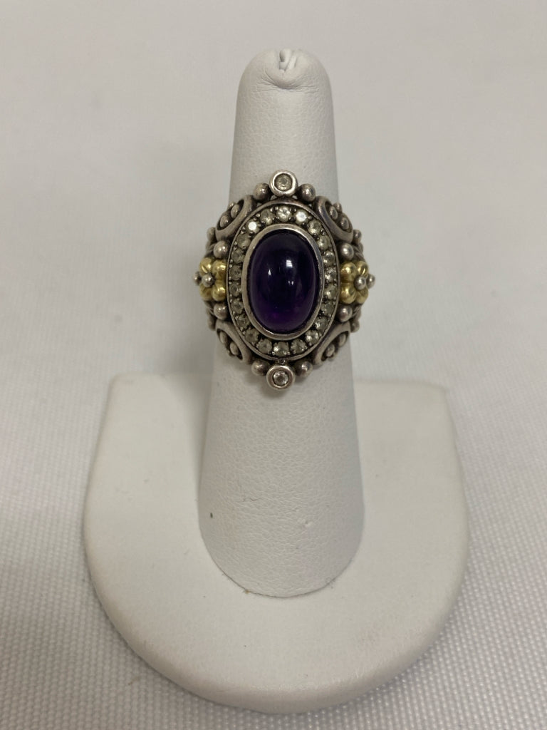 Silver/Gold Purple Stones Ring