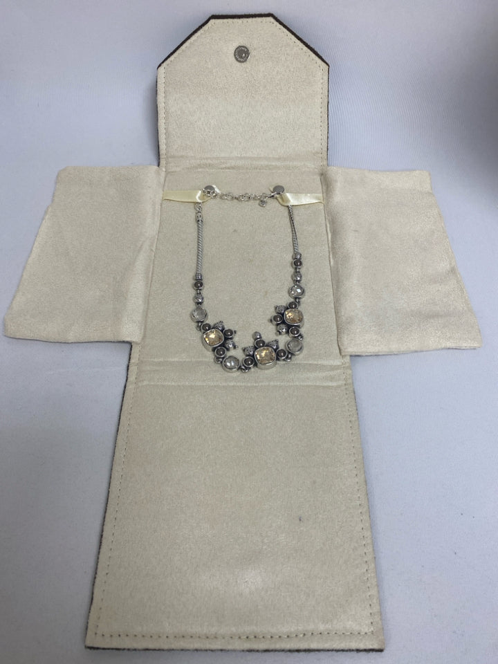Brighton Silver Color Amber Jeweled Necklace