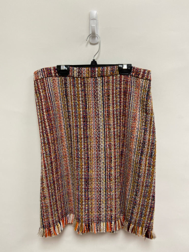 Maeve Size 12 Orange/Cream Gold/Multi Woven Ladies Skirt