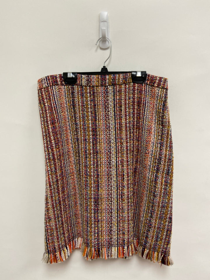Maeve Size 12 Orange/Cream Gold/Multi Woven Ladies Skirt