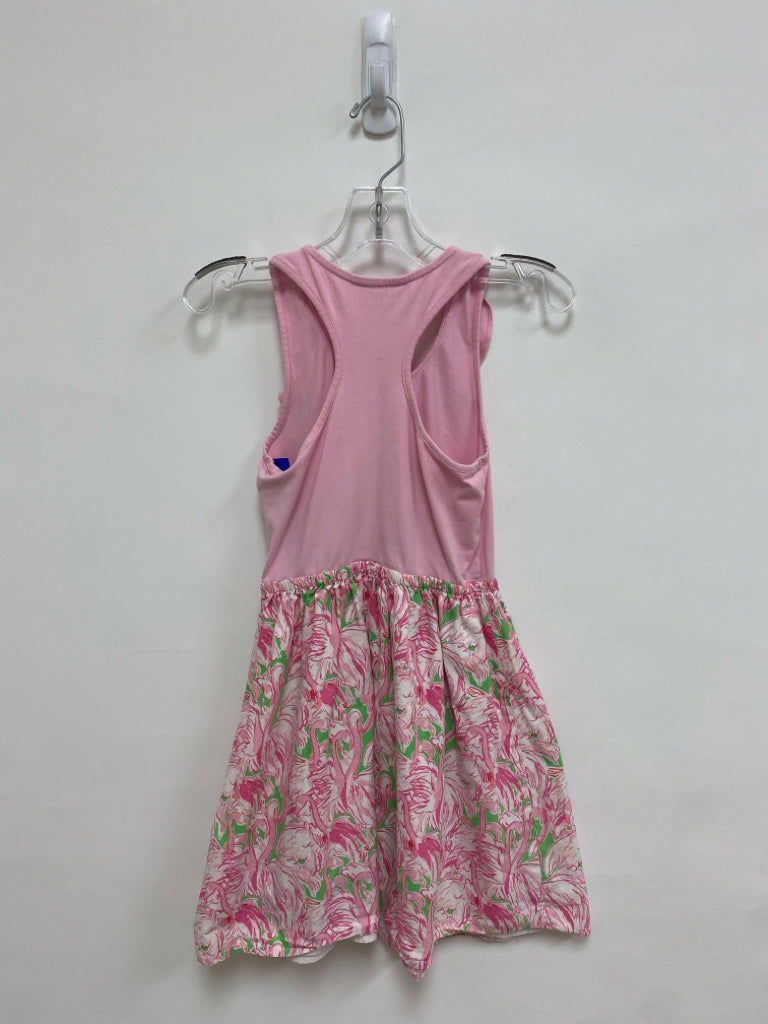 LILLY PULITZER SIZE 8/10 Pink Green/White Flamingo Sleeveless Girl&