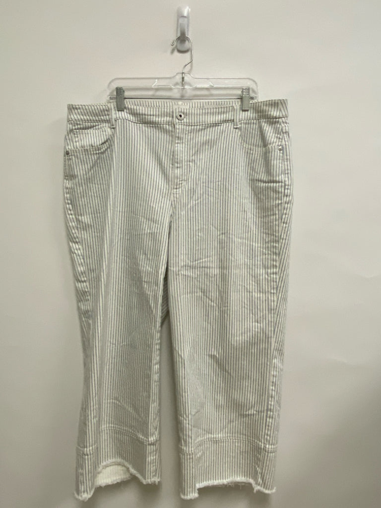 J Jill  SIZE  20W Cream/Blue Stripes Cropped Plus Size Jeans