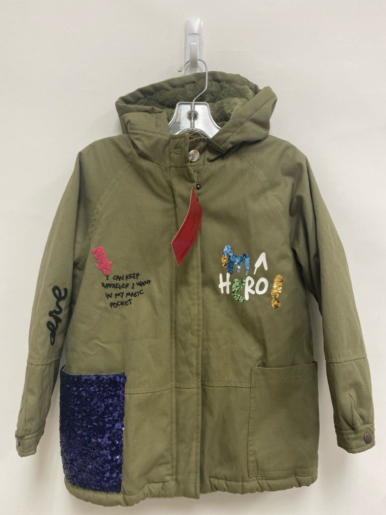 NWT Ciao Milano SIZE 8 Olive Multi Color Sequined Zip Down Girl&