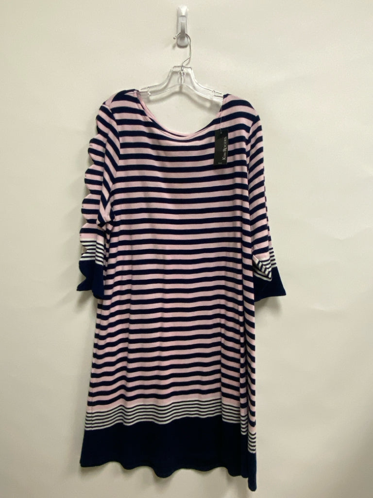 NWT Kim Rogers Size 2X Navy/Pink Stripes Plus Size Dress
