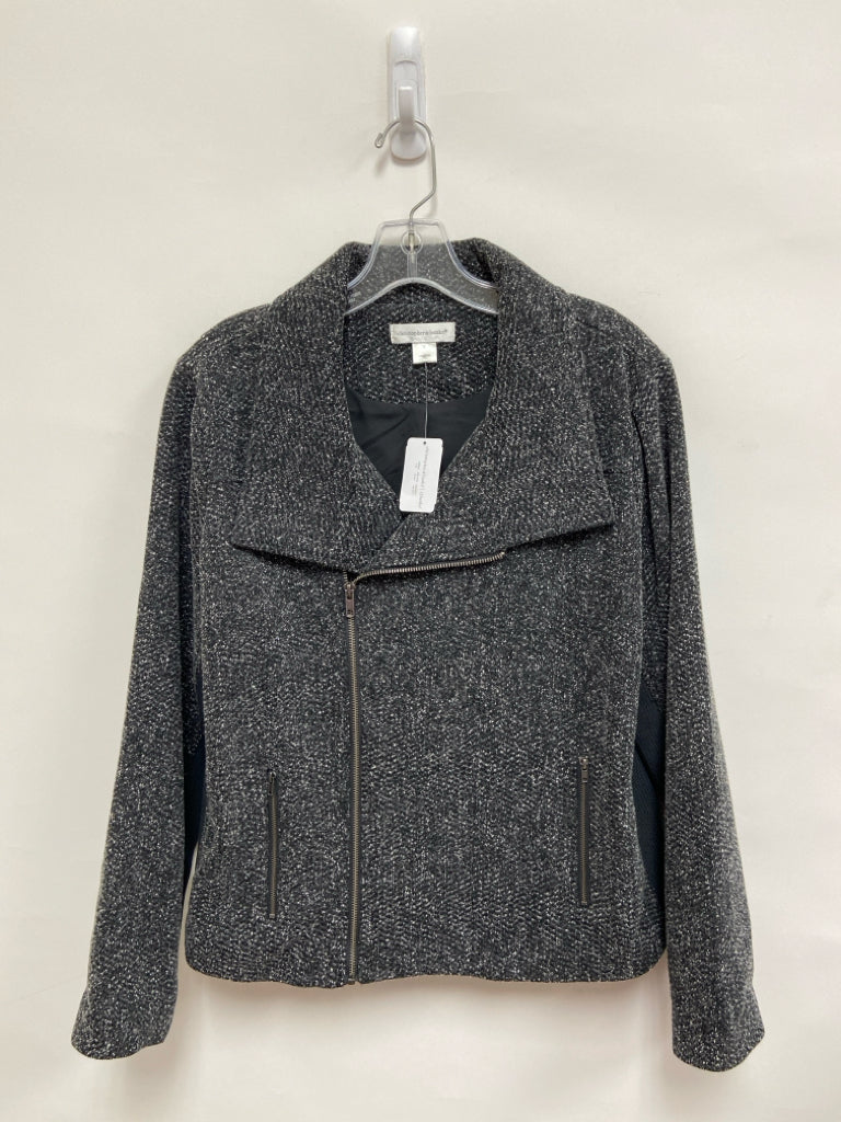 NWT Christopher/Banks Size L Charcoal White Speckles Zip Down Ladies Jacket