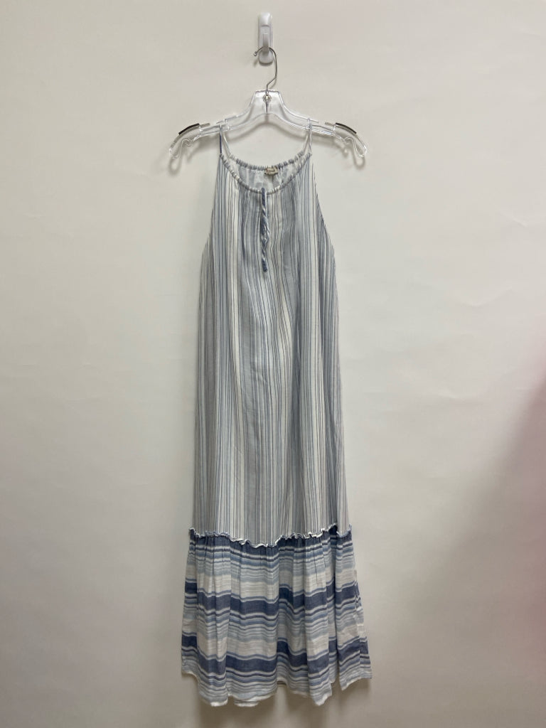 Cremieux Size S White/Blue Stripes Sleeveless Ladies Dress