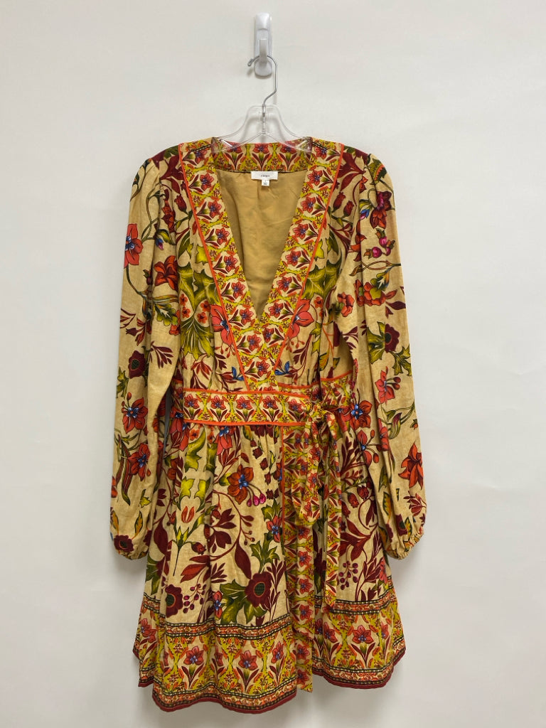 a loves a Size L Pale Yellow Red/Green Floral Wrap Ladies Dress