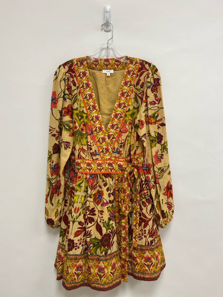 a loves a Size L Pale Yellow Red/Green Floral Wrap Ladies Dress
