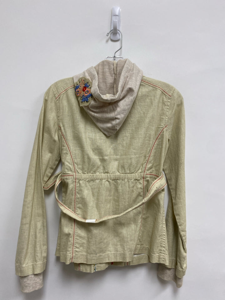 Free People Size 4 Cream Red Hooded Ladies Jacket