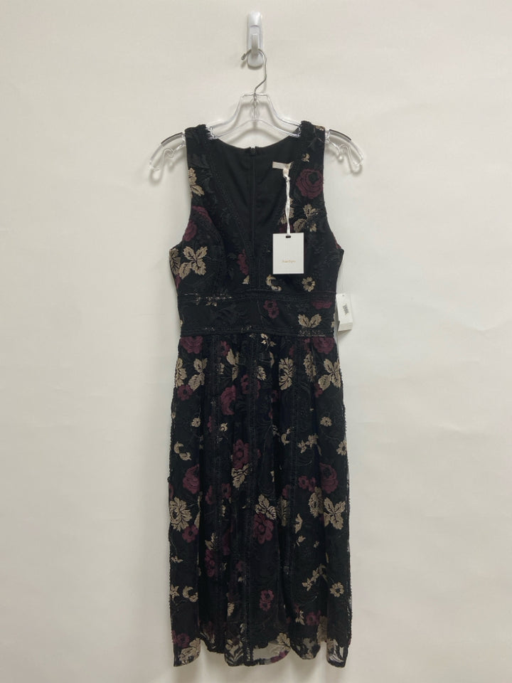 NWT Harlyn Size XS Black Burgundy/Tan Embroidered Sleeveless Ladies Dress