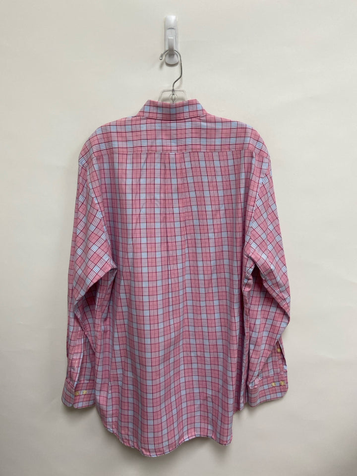 Peter Millar Size L Pink/Blue White Plaid Men&